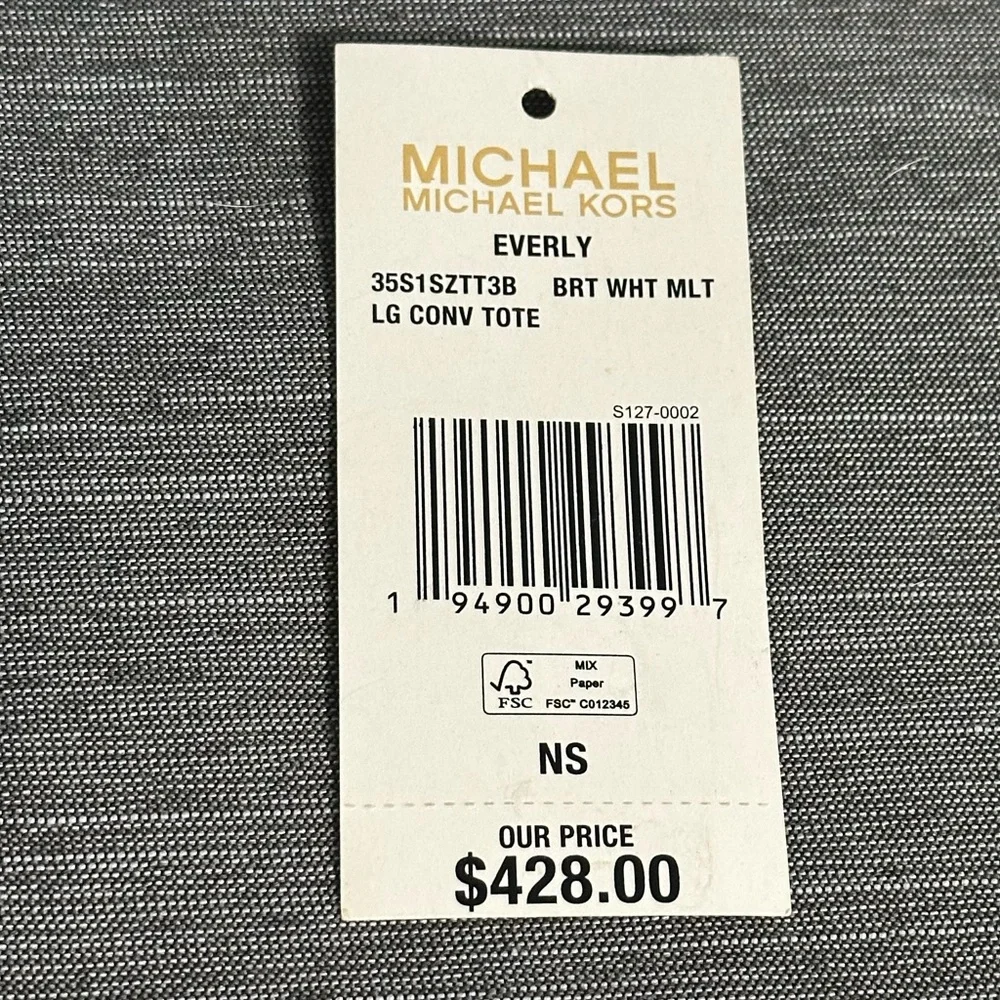 Micheal Kors Everly Tote in Black and White Multi - Picture 9 of 9